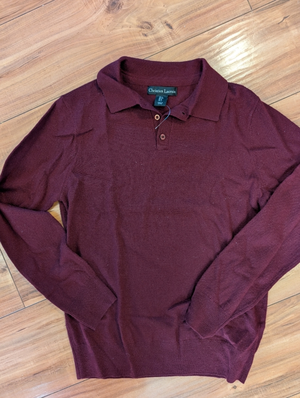 Christian Lacroix 100% Extra Fine Merino Wool Polo Sweater - Small